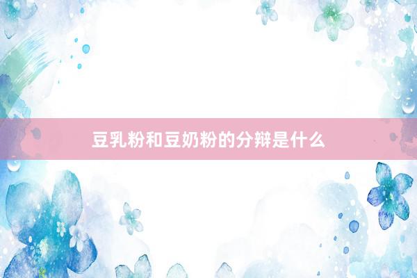 豆乳粉和豆奶粉的分辩是什么