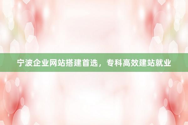 宁波企业网站搭建首选，专科高效建站就业